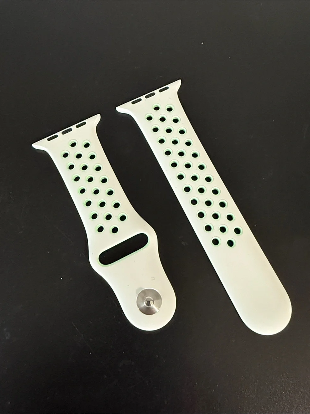 Apple Nike Sport Band in White with Mint Green Accents- S/M